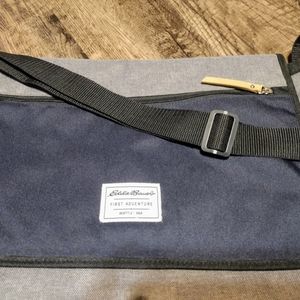 Brand New Eddie Bauer Grey & Blue Soft Sided Briefcase Book Laptop Computer Bag